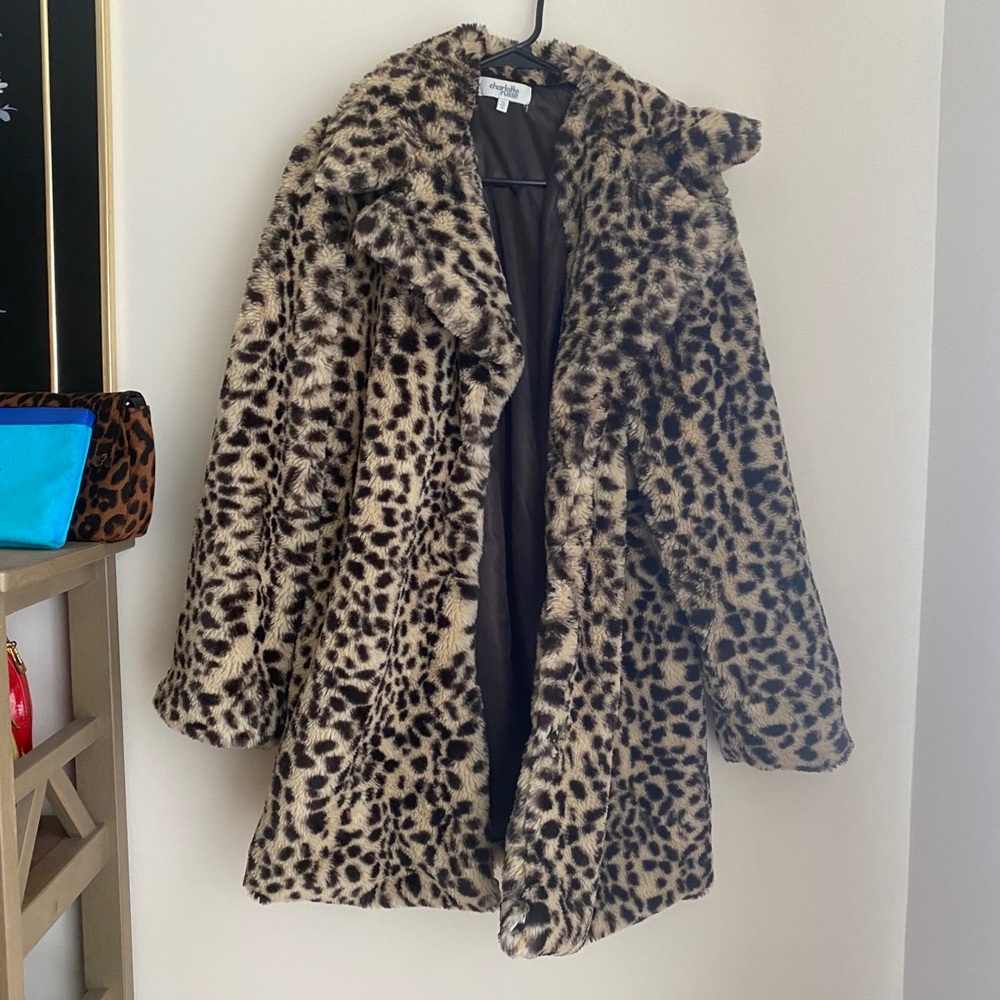 Leopard Cheetah Print Faux Fur Coat